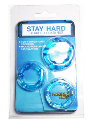 Pack 3 cockring bleus avec billes - CR-COR005BLU